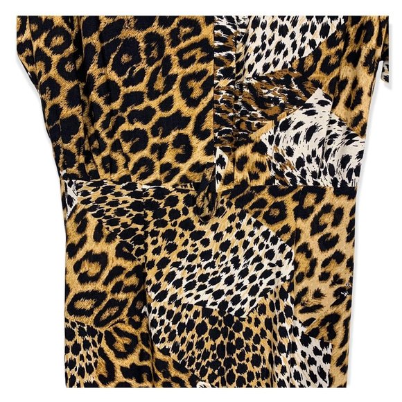 Vintage 80s Scarlett Animal Print Short Sleeve Button Up Dress Medium - Picture 6 of 15